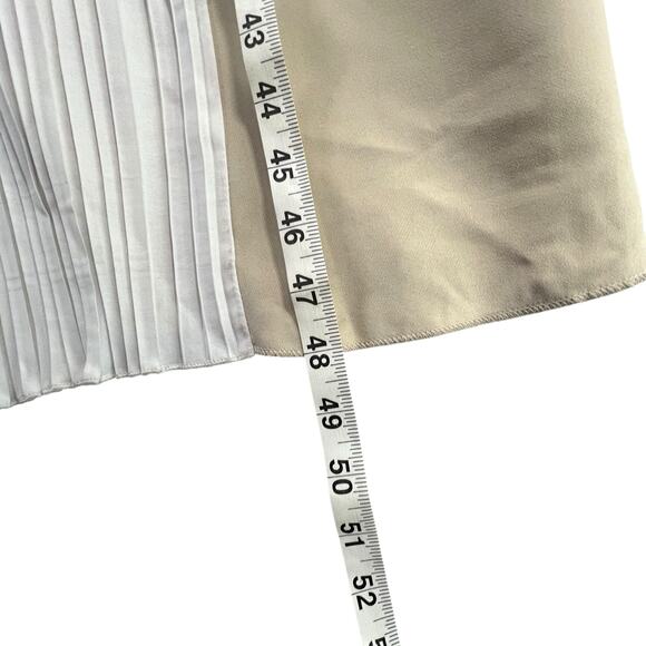 Zara Midi Slip Dress Women M Beige Cream Pleated Snakeskin Slit Blogger Favorite - Picture 7 of 14